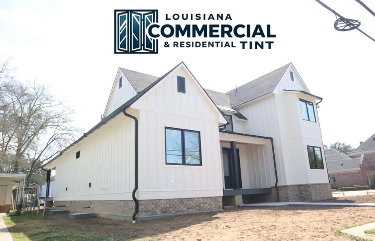 Custom-built home front elevation with tinted windows
